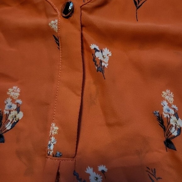 Poppi Roll Tab Sleeve Floral Blouse Size Small NWT Summer Casual Coral Pink - Picture 5 of 10